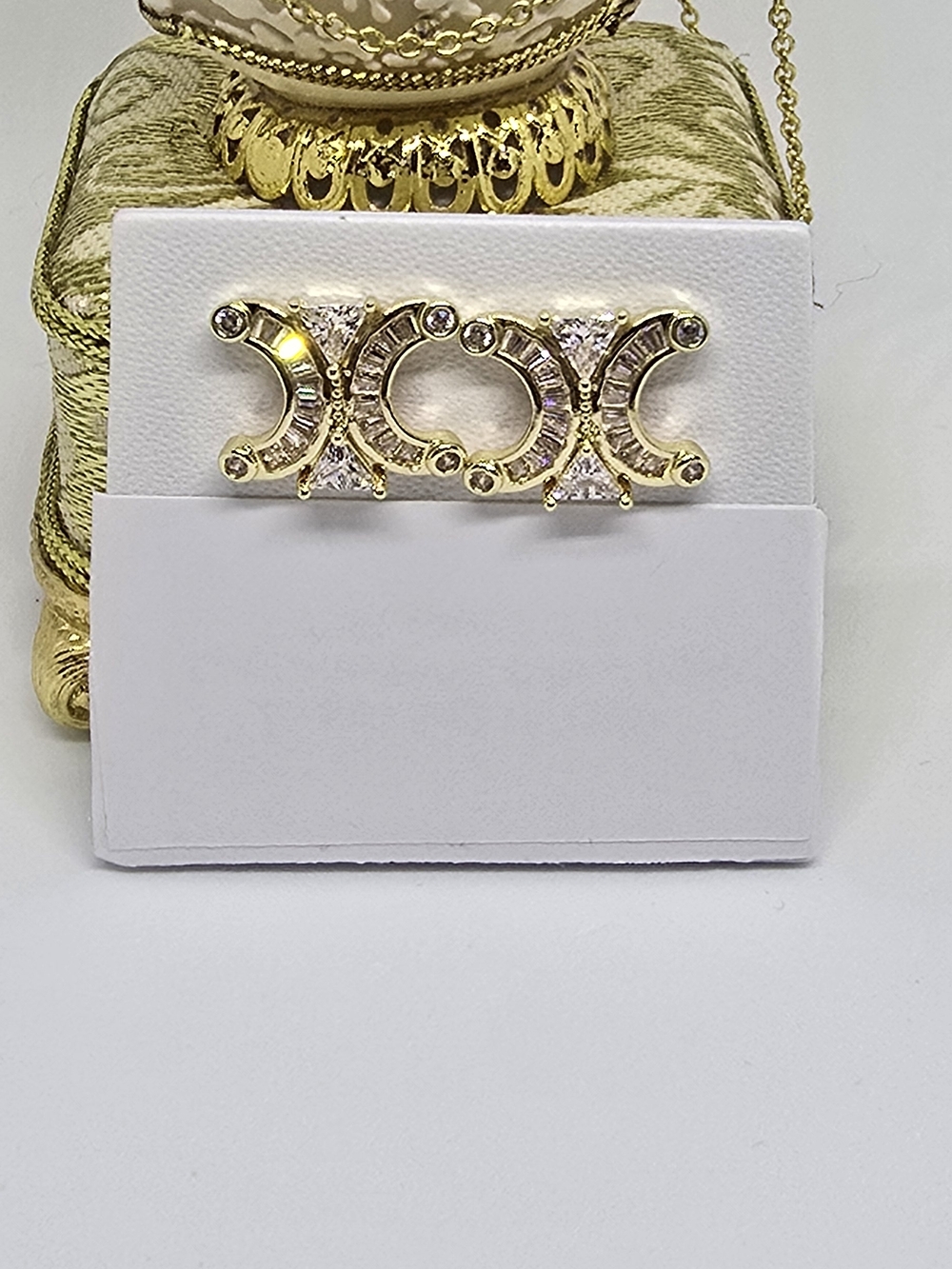 Gold-Tone Triple Crescent Crystal Brooch - Women Jewelry